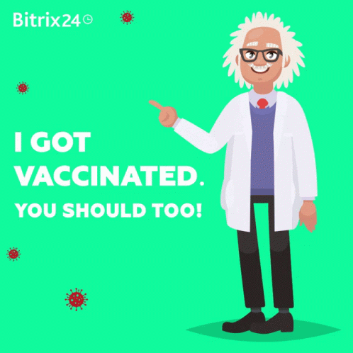 Einstein Cartoon Getting Vaccinated GIF