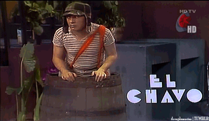 El Chavo Popping Out Of Barrel GIF