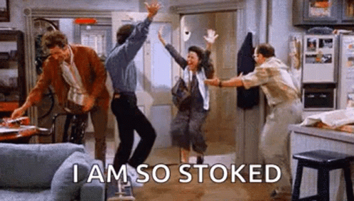 Elaine Dance I Am So Stoked GIF