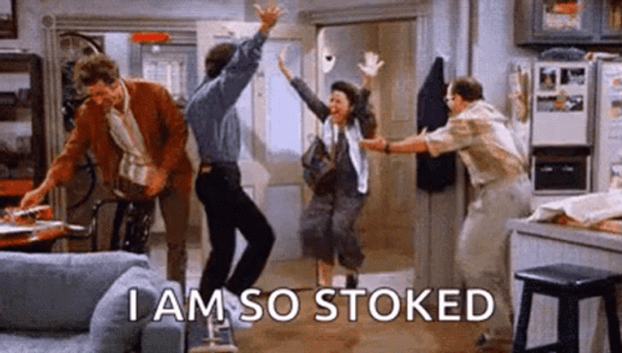 Elaine Dance I Am So Stoked GIF