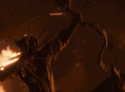 Elder Scrolls Khamira Striking Dragon With Arrow GIF
