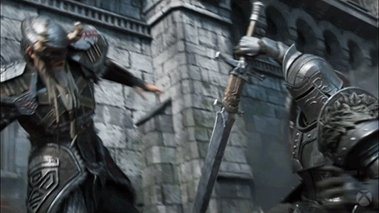 Elder Scrolls Nord Fighting Against Knight GIF