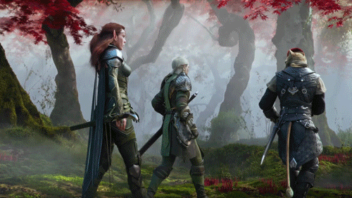 Elder Scrolls Summerset Characters In Forest GIF
