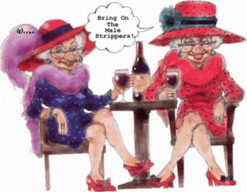 Elderlies Cartoon Happy Birthday Wine GIF
