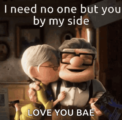 Elderly Couple Kissing Love You Bae