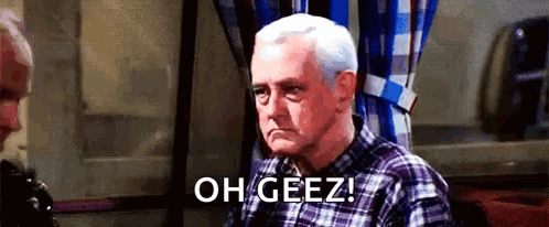 Elderly Man In Plaid Shirt Saying Oh Geez GIF