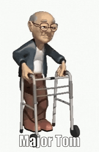 Elderly Man Using Walker Major Tom