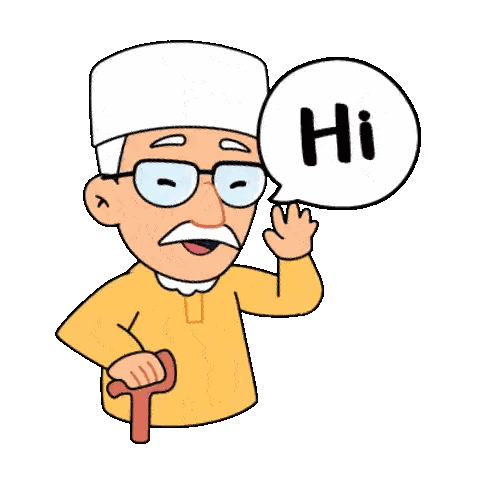 Elderly Man with Cane Saying Hi