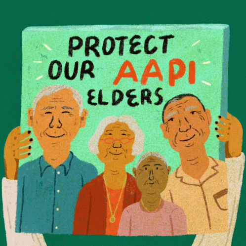 Elderly People Holding Protect Our AAPI Elders Sign GIF