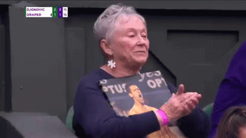 Elderly Woman Applauding Wearing Shirt Saying Yes Op