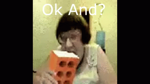 Elderly Woman Eating Brick OK