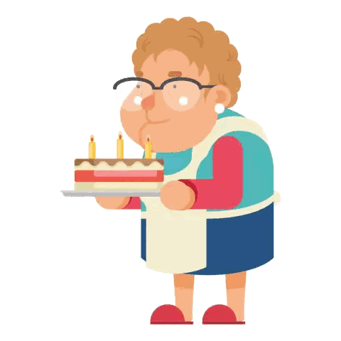 Elderly Woman Holding Birthday Cake