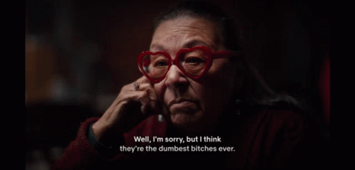 Elderly Woman In Heart Glasses Saying Sorry GIF