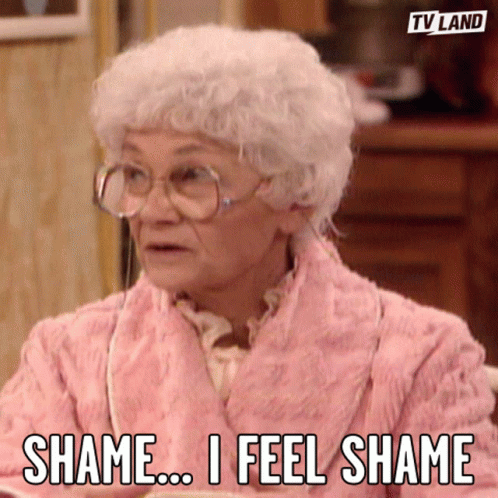 Elderly Woman Pink Robe Shame I Feel Shame GIF