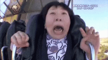 Elderly Woman Riding Roller Coaster GIF