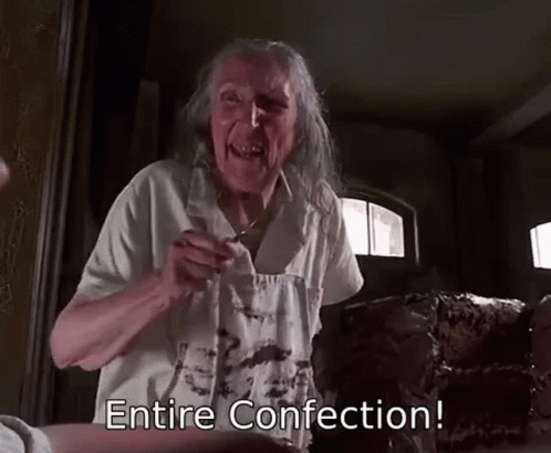 Elderly Woman Sitting with Entire Confection