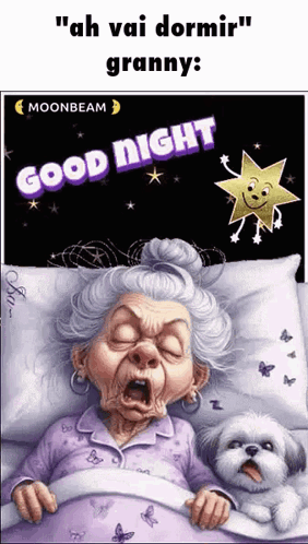Elderly Woman Sleeping Next to Dog Good Night Granny