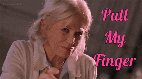 Elderly Woman Smiling Pull My Finger
