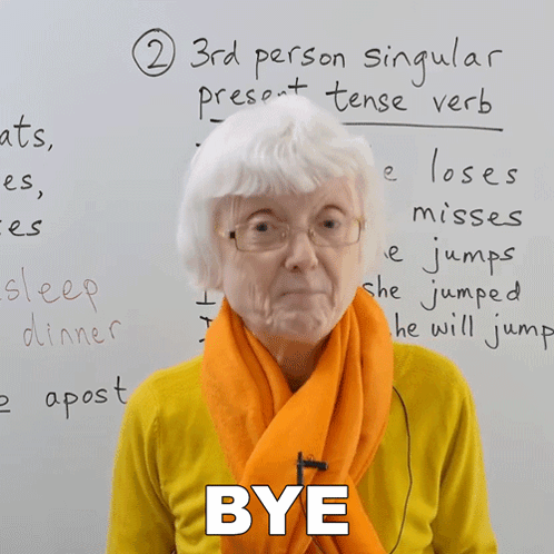 Elderly Woman Waving In Front Of 3Rd Person Singular GIF
