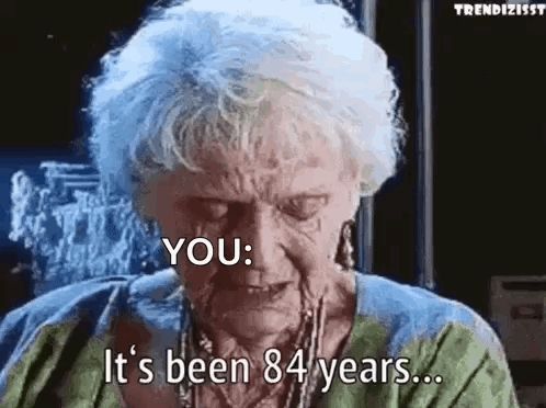 Elderly Woman with Blue Hair Talking About Age