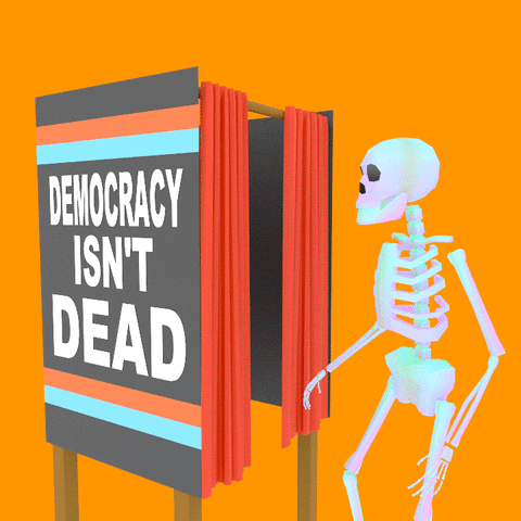 Election Day Democracy Isn't Dead Walking Skeleton GIF