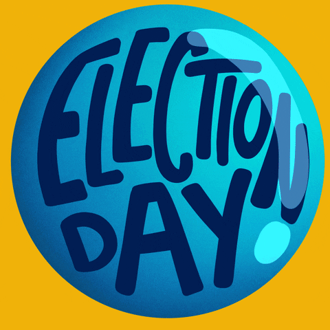 Election Day On Blue Circle Yellow Background GIF