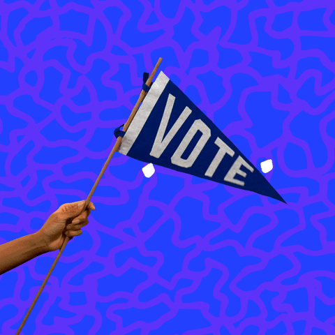 Election Day Vote Word In Blue Flaglets GIF
