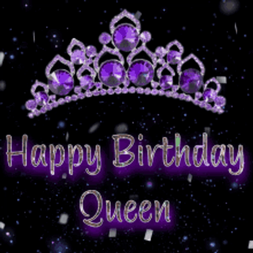 Elegant Purple Crown Happy Birthday Queen GIF