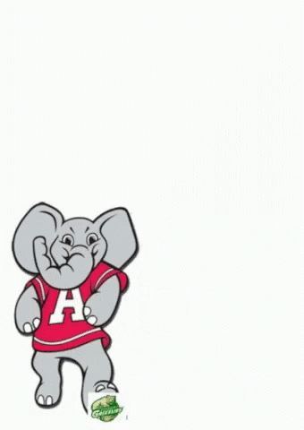 Elephant in Red Shirt with A Says Roll Tide