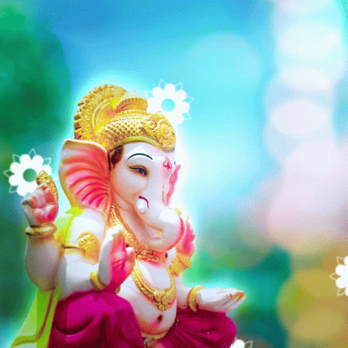 Elephant Statue Holding Flower With Cross