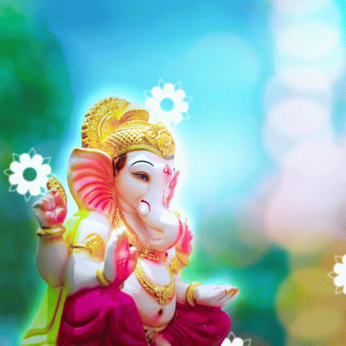Elephant Statue Holding Flowers