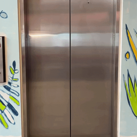 Elevator Door Opening Red Mascot GIF