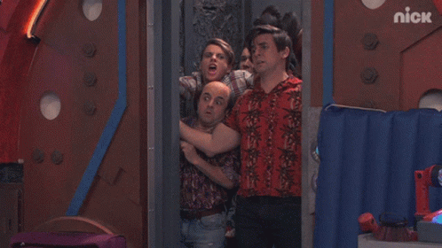 Elevator Filled With Danger Force Characters GIF