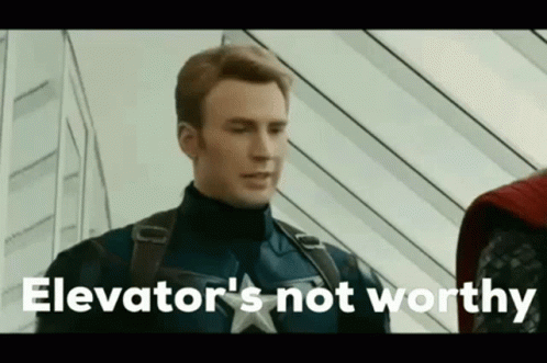 Elevator's Not Worthy By Captain America GIF