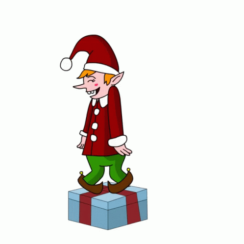 Elf Dancing On Top Of Gift GIF
