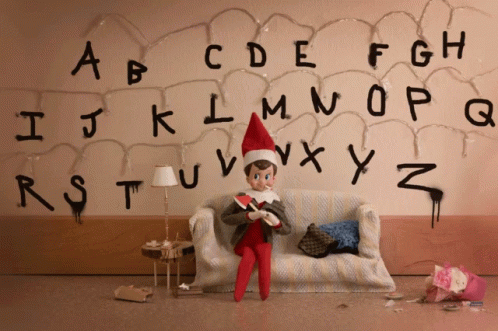 Elf On The Shelf Moving Blinking Alphabet Wall GIF