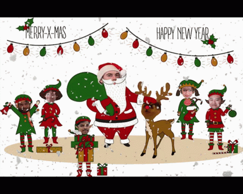 Elf Santa Merry Christmas And Happy New Year GIF