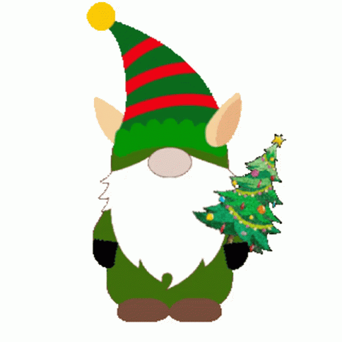 Elf With Glittery Christmas Tree GIF