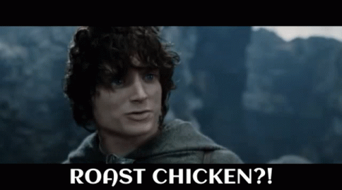 Elijah Wood Asking Roasted Chicken GIF