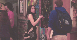 Elizabeth Gillies Talking To Her Classmate GIF