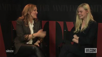 Elle Fanning Laughing Interview GIF