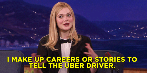 Elle Fanning Tell Stories To Uber Driver GIF