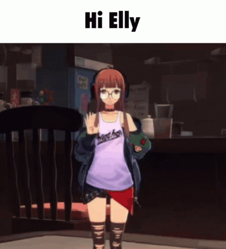 Elly Futaba Sakura Waving Persona 5 GIF