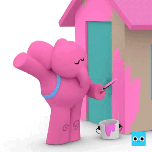 Elly Pink Elephant Painting House GIF
