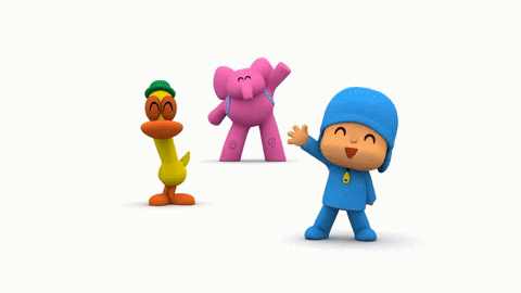 Elly Pocoyo Friends Waving Hi GIF