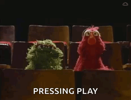 Elmo And Scarecrow Watching Play In Theater GIF