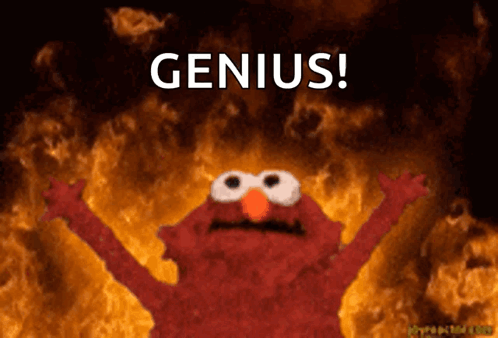 Elmo Before Fire Saying Genius GIF