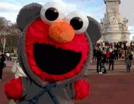 Elmo Dancing In London Tourist GIF