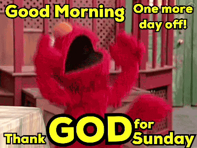 Elmo Dancing Saying Thanks God For Sunday GIF