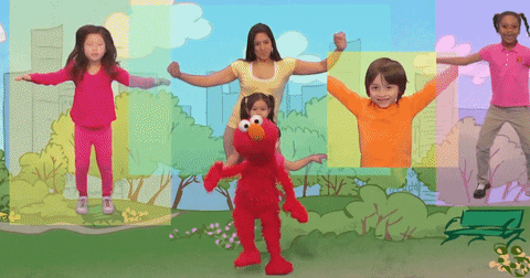 Elmo Dancing With The Little Kids GIF